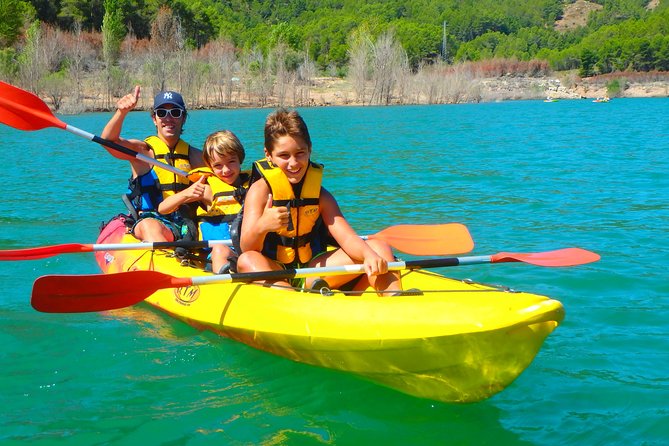 Kayak Routes In A Lake - Safety gear and cool-off breaks from rocky cliffs