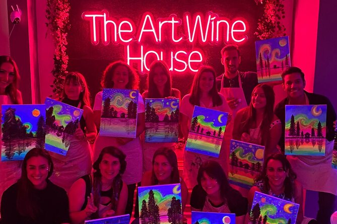 Paint a neon fluorescent picture while drinking unlimited wine - Your take-home fluorescent artwork