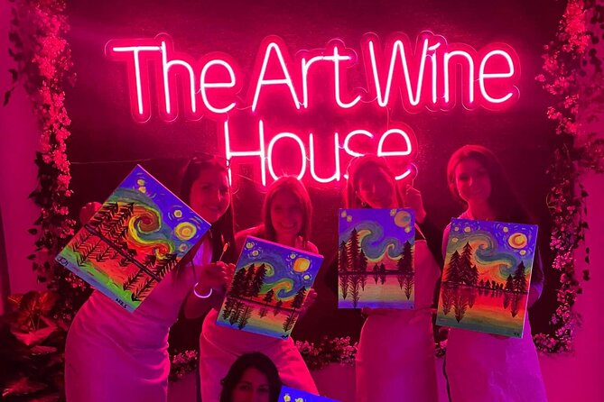 Paint a neon fluorescent picture while drinking unlimited wine - Two hours of neon painting with a pro guide
